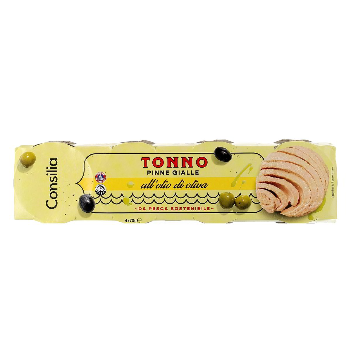 Consilia Tonno Pinne Gialle All'olio Di Oliva 4x70 g - sgocciolato 4x52 g