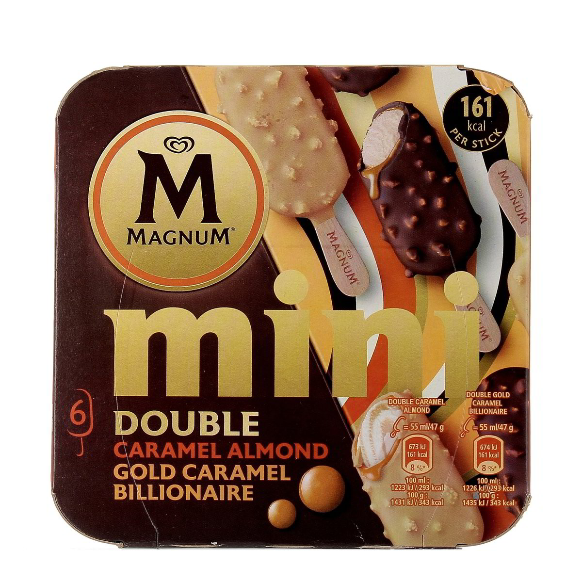 Algida MAGNUM MINI DOUBLE CARAMEL ALMOND GOLD CARAMEL BILLIONAIRE x6 282 g