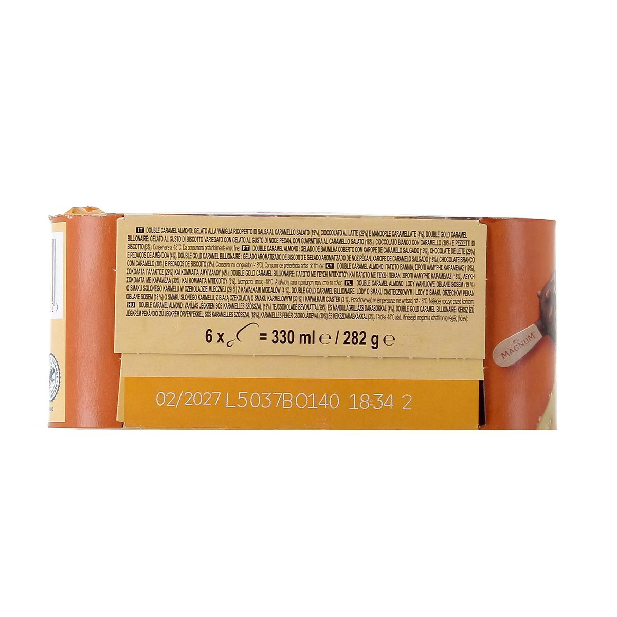 Algida MAGNUM MINI DOUBLE CARAMEL ALMOND GOLD CARAMEL BILLIONAIRE x6 282 g — immagine 3