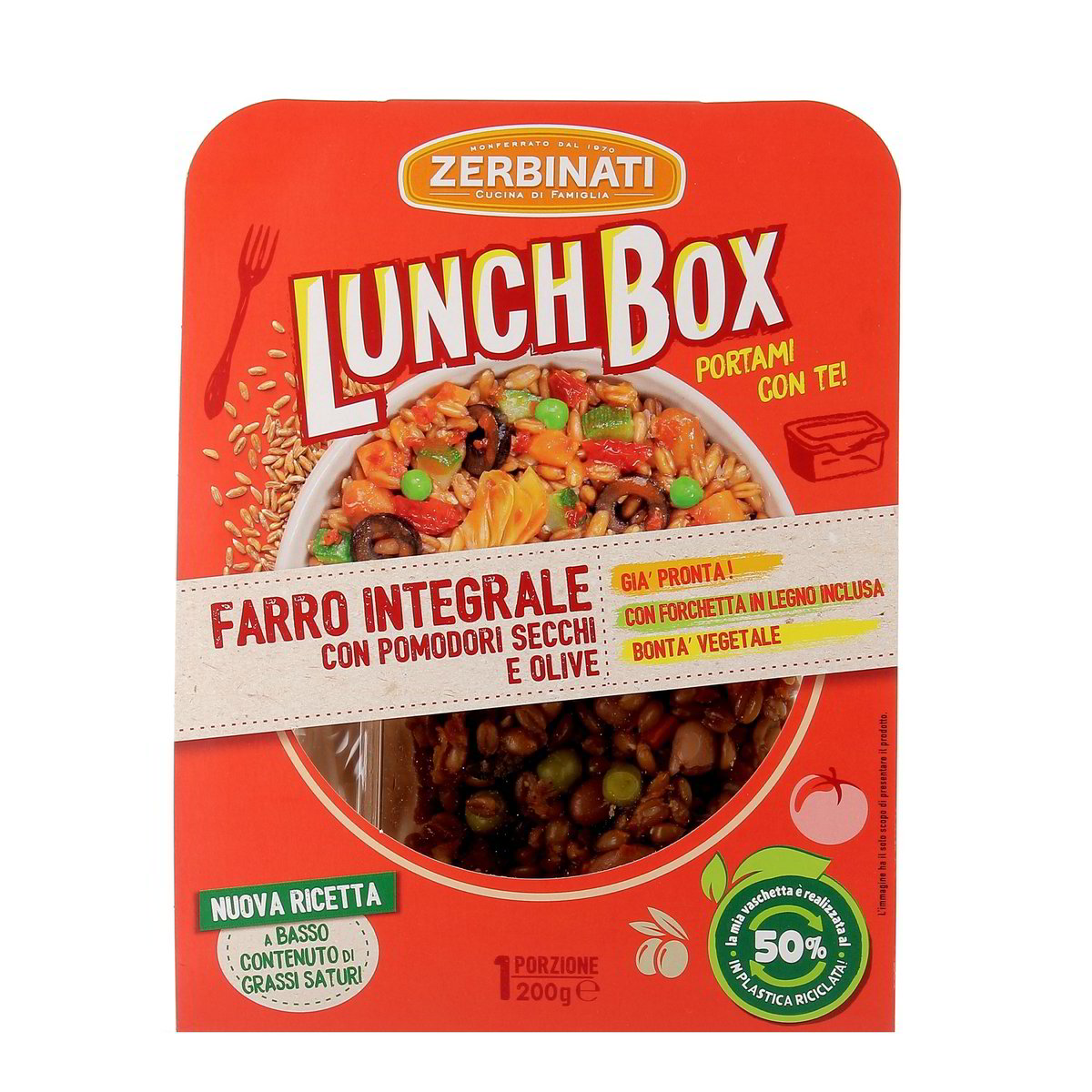 Zerbinati Lunch Box Farro Integrale Con Pomodori Secchi E Olive 200 g