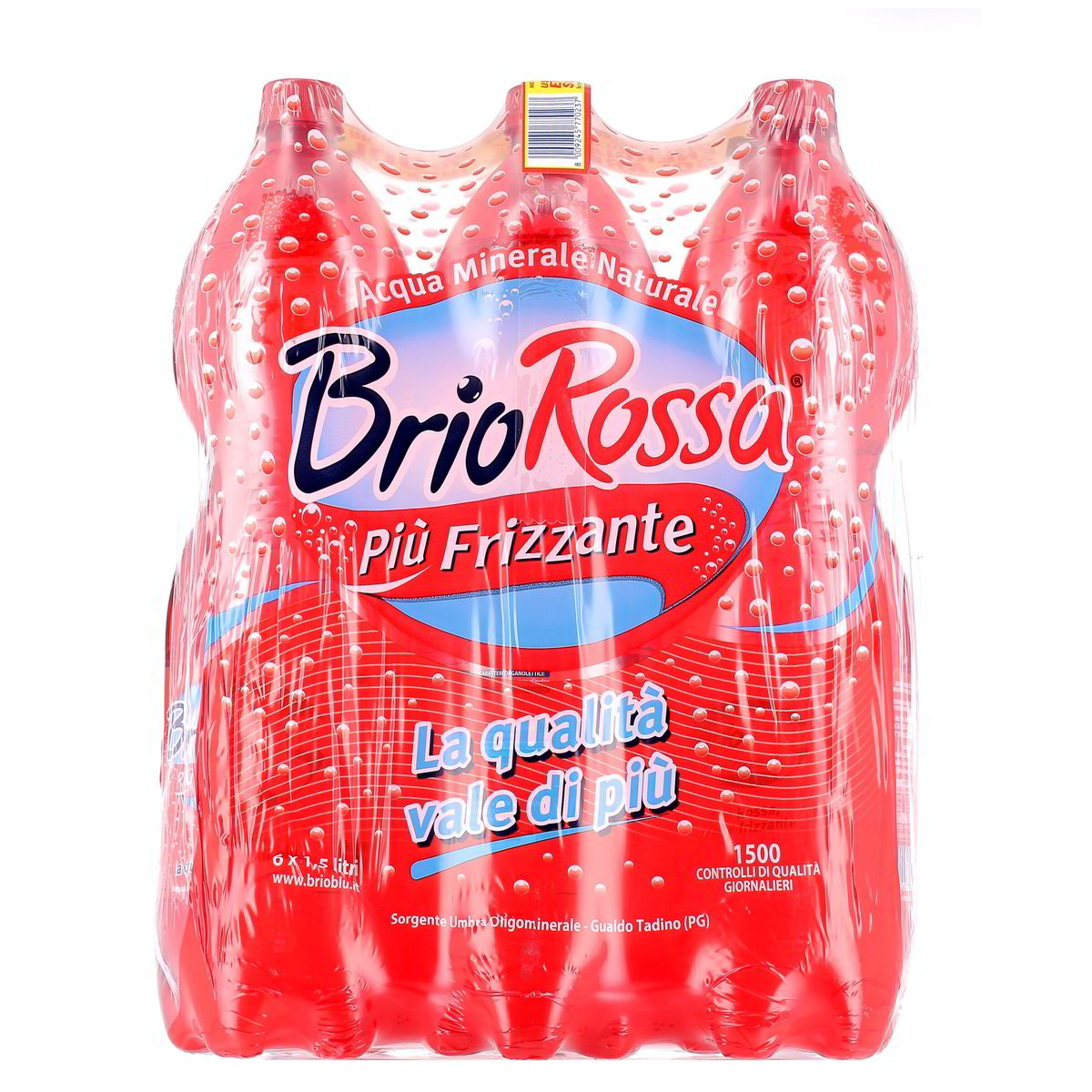 Rocchetta Acqua Brio Rossa Frizzante 6 bottiglie GRANDI da 1,5 l