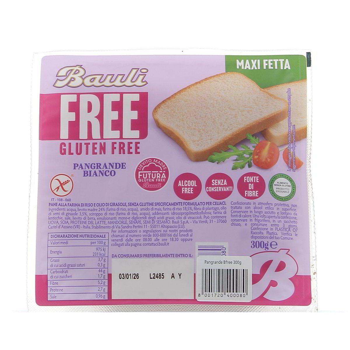 Bauli Free Glutten Free Pangrande Bianco Maxi Fetta 300 g