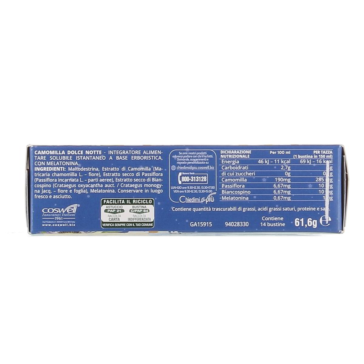L'Angelica Camomilla Solubile Dolce Notte Con Passiflora E Melatonina 14 Bustine 61,6 g — immagine 3