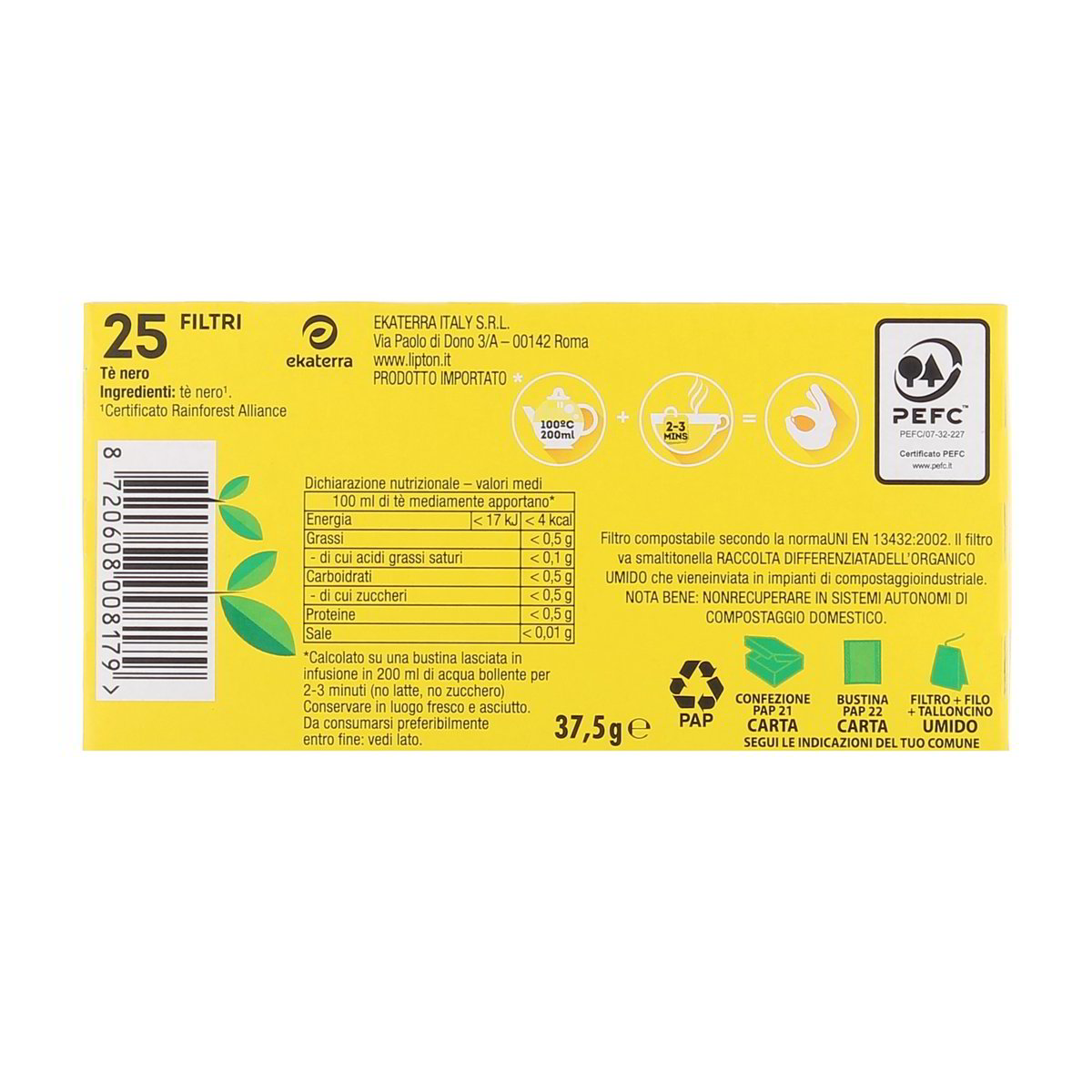Lipton Yellow Label Tè Nero Classico 25 Filtri 37,5 g — immagine 3