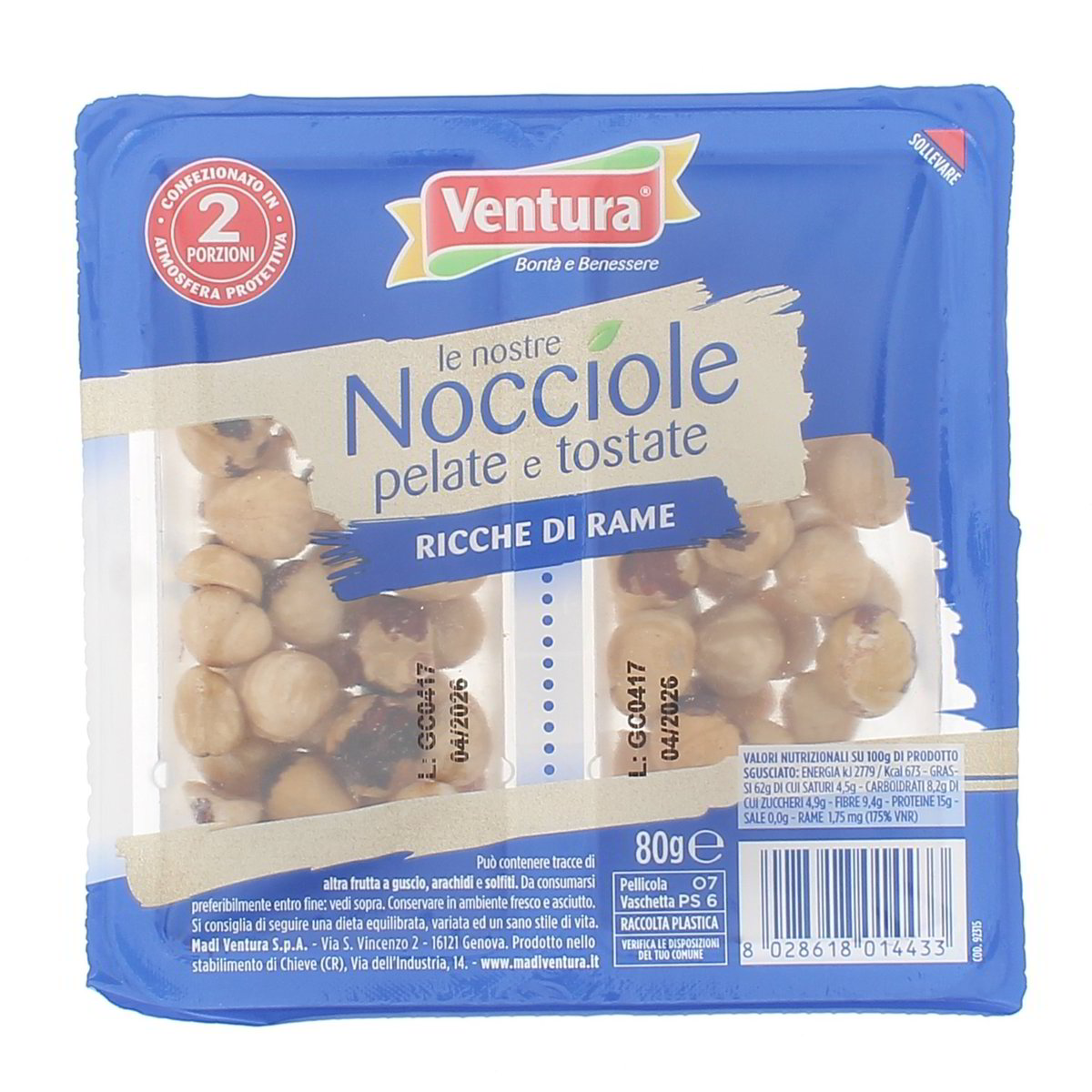 Ventura Nocciole Pelate Tostate 2x40 g