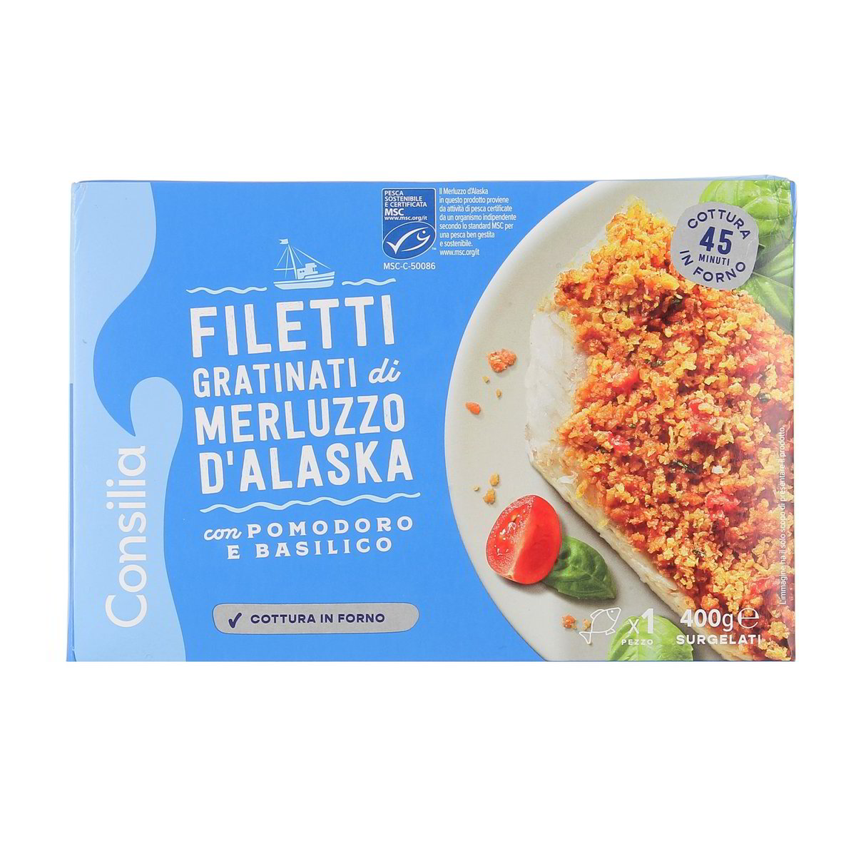 Consilia Filetti Gratinati Di Merluzzo D'alaska Con Pomodoro E Basilico 400 g