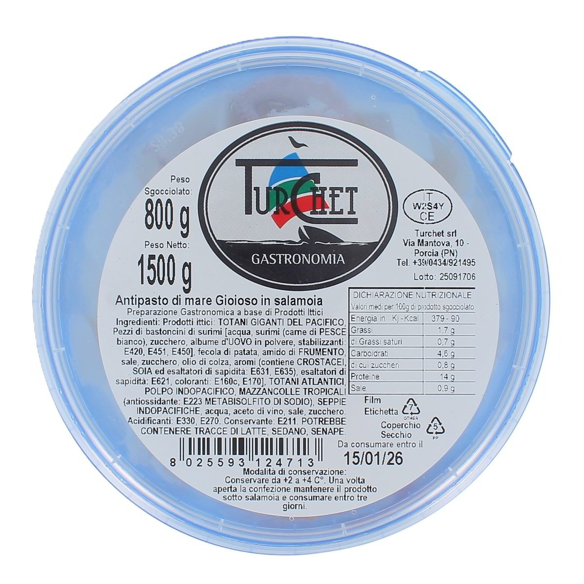 Turchet Antipasto Di Mare Gioioso In Salamoia 800 g
