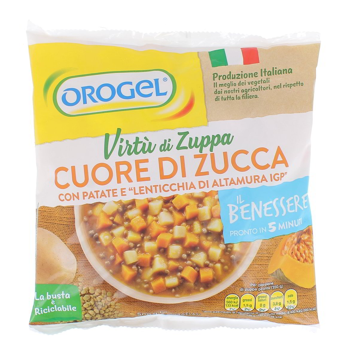 Orogel Virtu Di Zuppa Cuore Di Zucca Con Patate E Lenticchia Di Altamura Igp 500 g