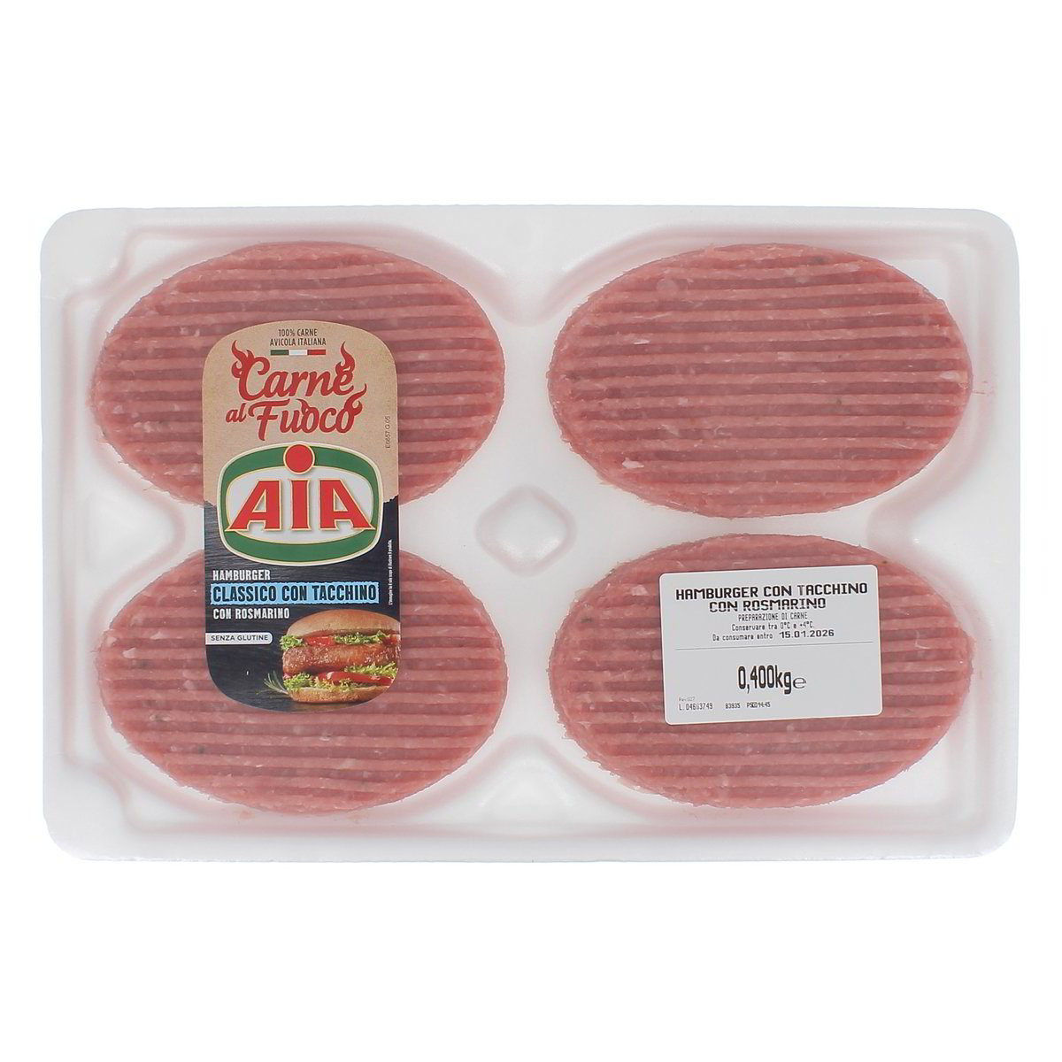 AIA 4 Hamburger Con Tacchino Con Rosmarino 400 g