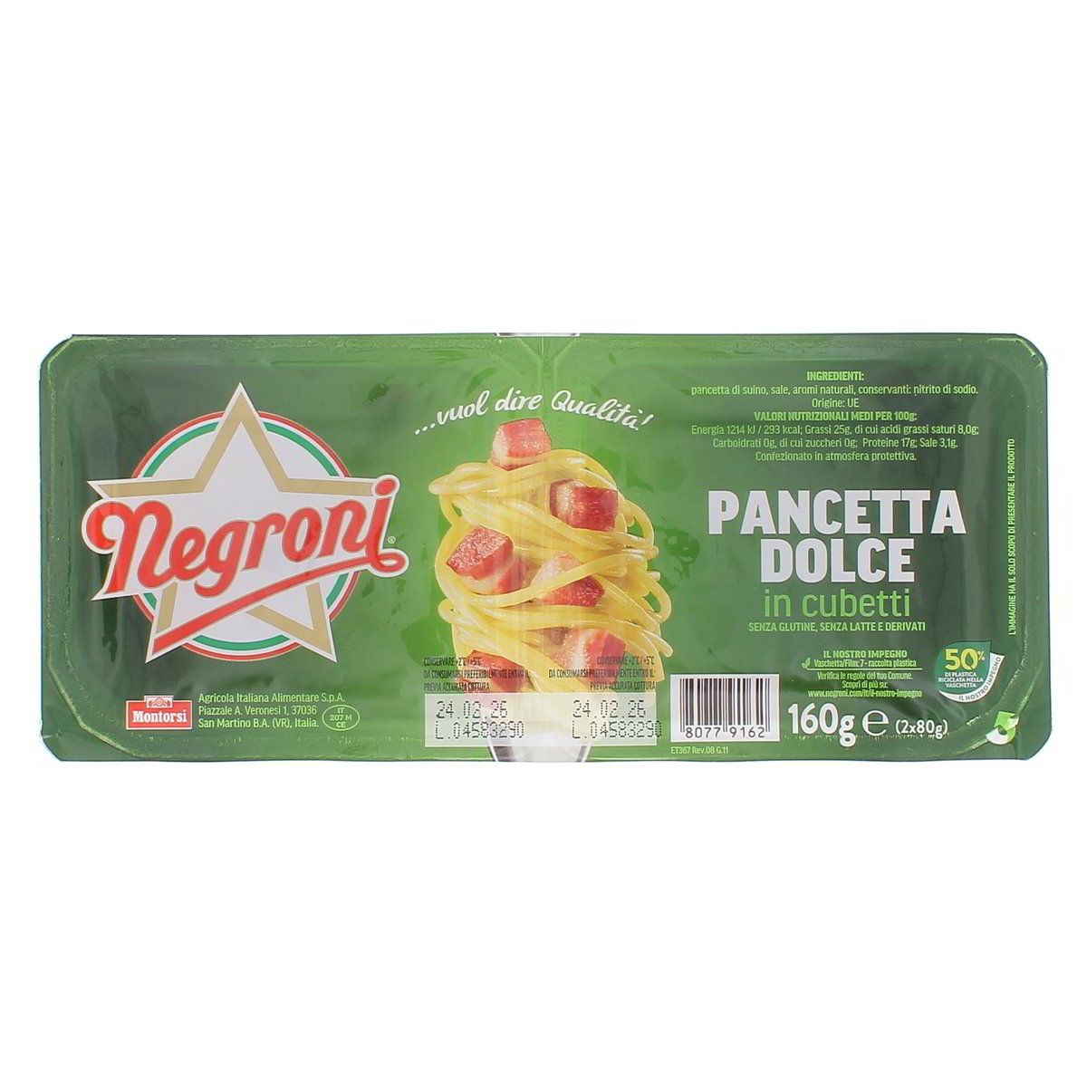 Negroni Pancetta Dolce In Cubetti 160 g