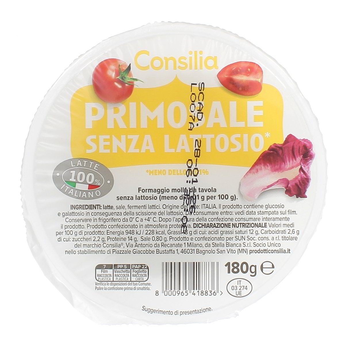 Consilia Primo Sale Senza Lattosio 180 g