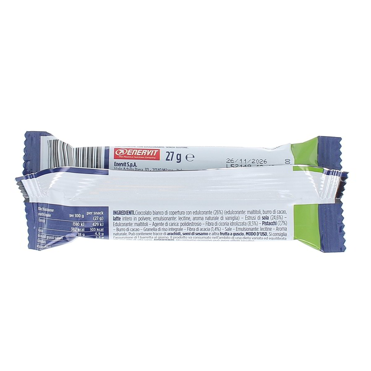 Enervit Protein Snack Pistacchio Ricoperto Di Cioccolato Bianco 27 g — immagine 3