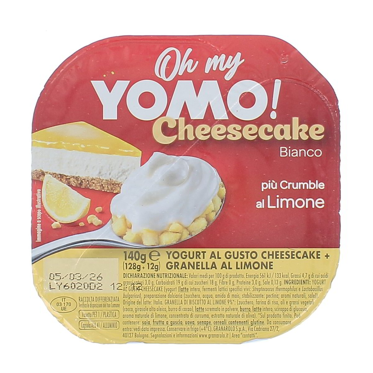 Yomo Mix Yogurt Bianco Cheesecake Piu Crumble Al Limone 140 g