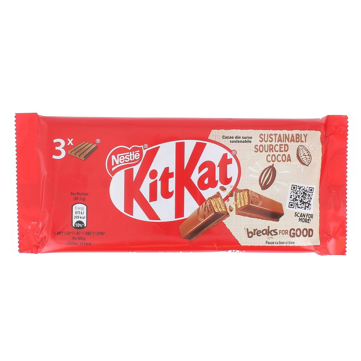 Kitkat Original Wafer Ricoperto Di Cioccolato Al Latte 3 snack da 41,5 g