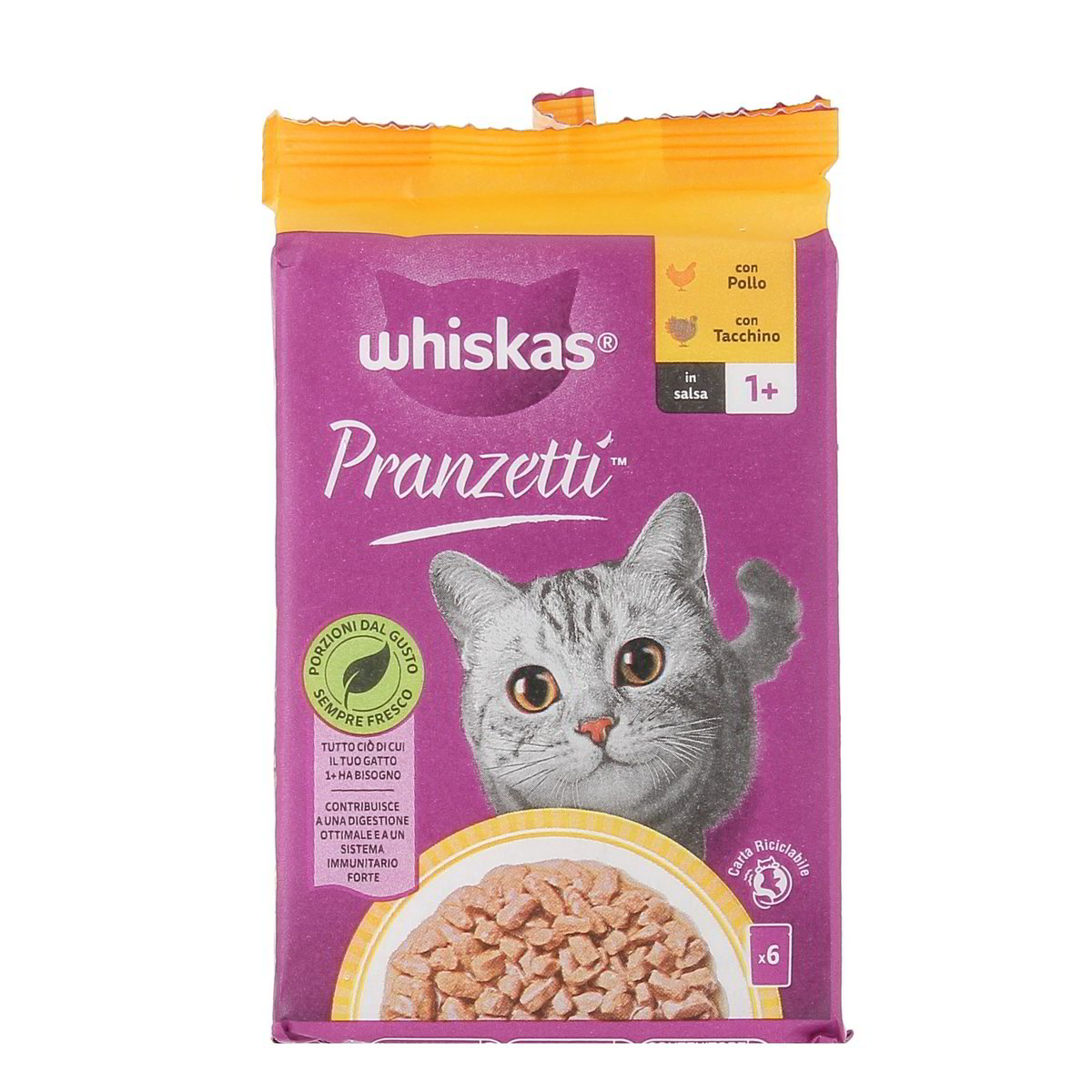 Whiskas PRANZETTI IN SLASA CON POLLO E CON TACCHINO x6 300 g