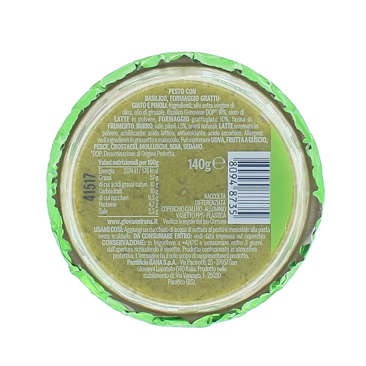 Rana Pesto Fresco Senz'aglio 140 g — immagine 3