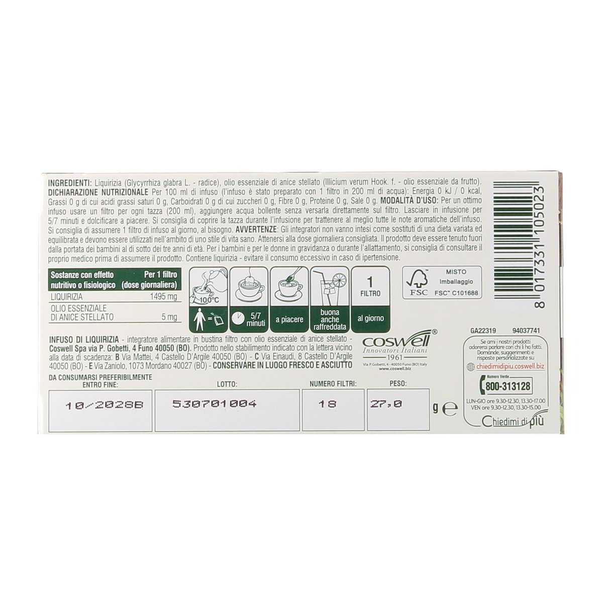 L'Angelica Tisana Liquirizia Elisir Officinale Digestiva E Sgonfiante 18 Fitrli 27 g — immagine 3