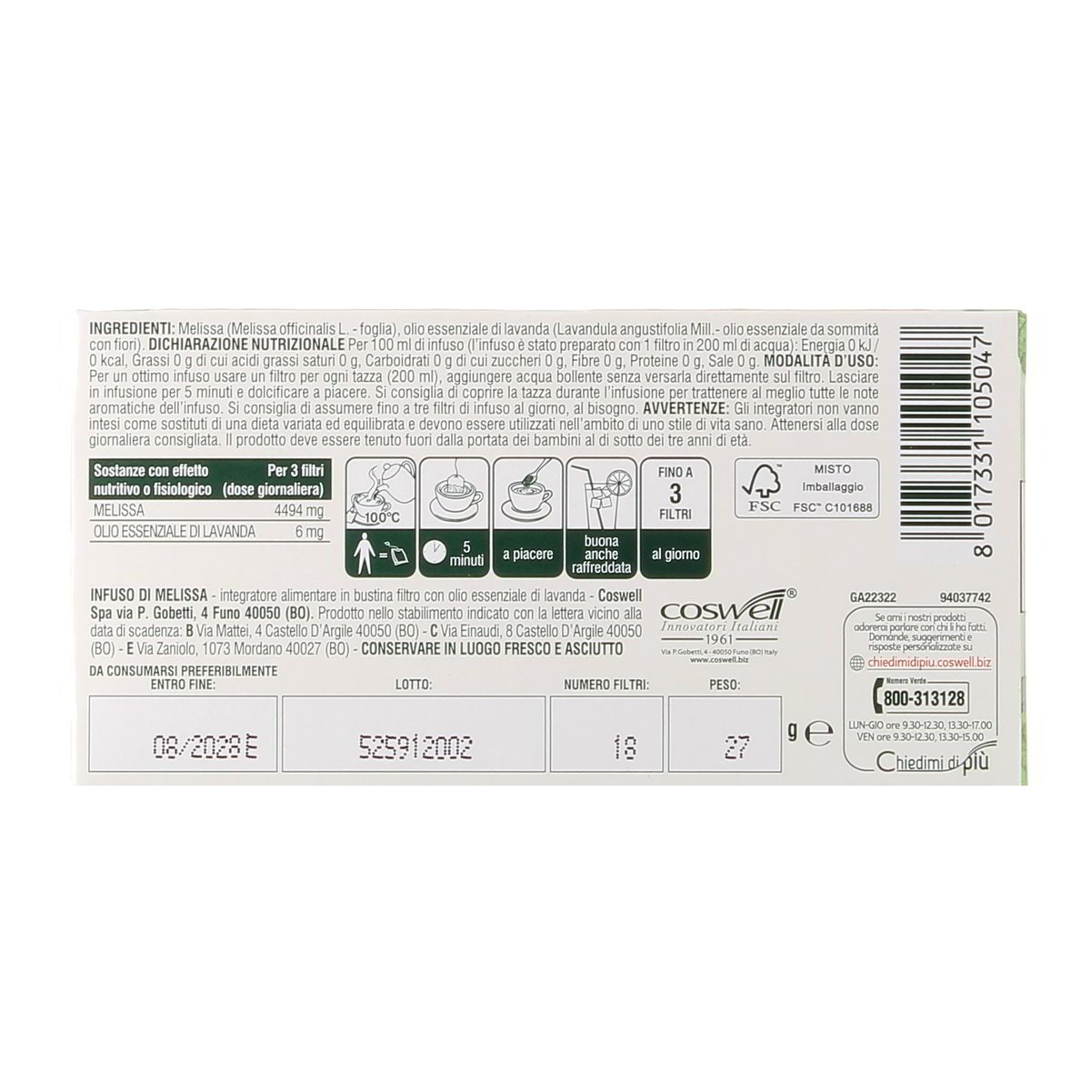 L'Angelica Tisana Melissa Elisir Officinale Rilassante E Distensiva 18 Filtri 27 g — immagine 3