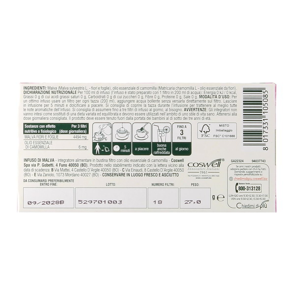 L'Angelica Tisana Malva Elisir Officinale Emolliente E Lenitiva 18 Filtri 27 g — immagine 3