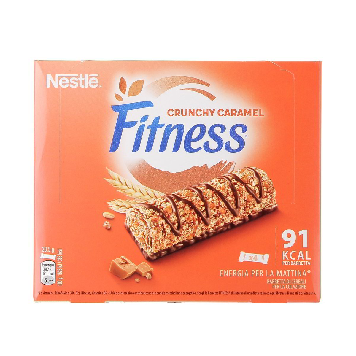 Fitness Crunchy Caramel Barrette Cereali Cioccolato E Caramello 4 pezzi da 23,5 g