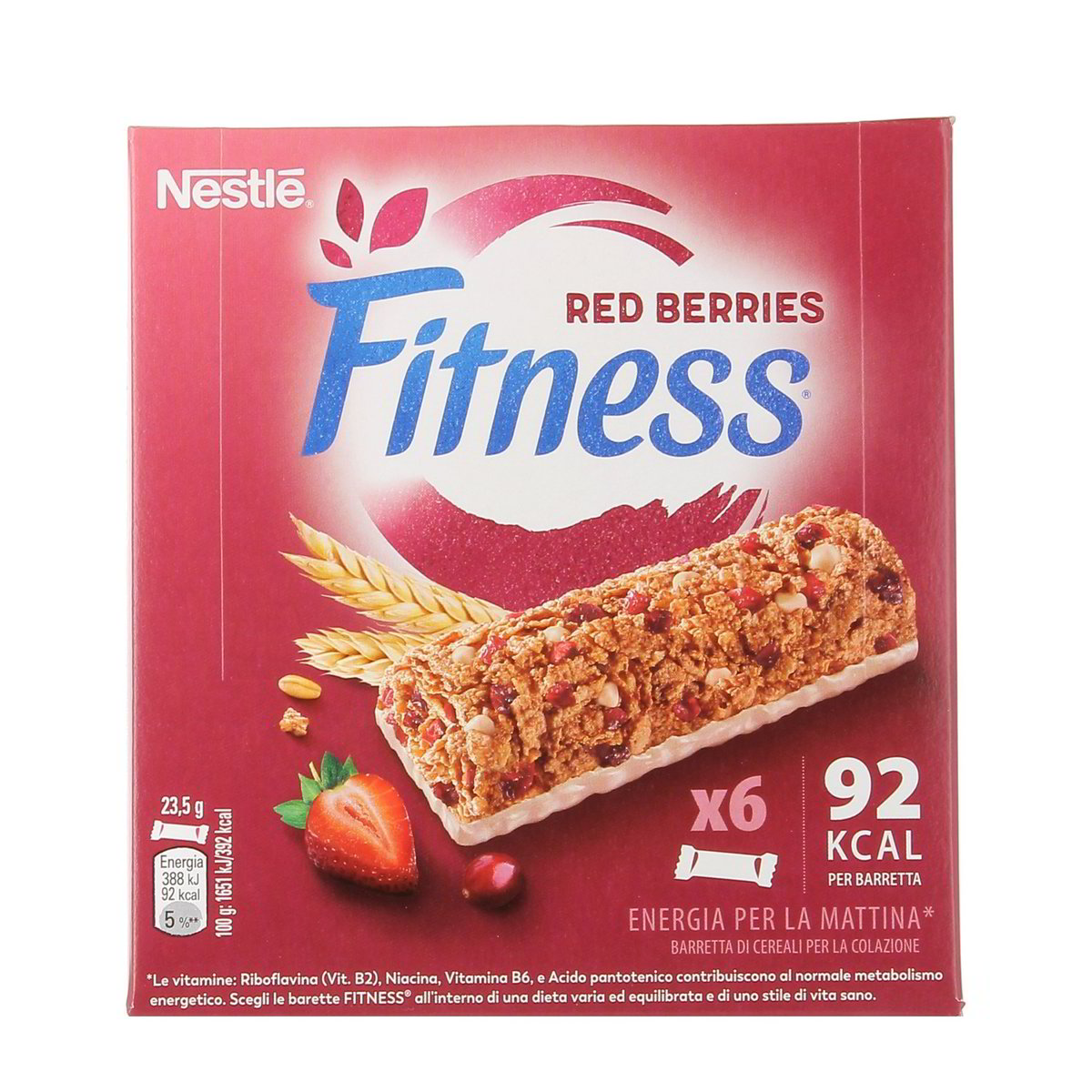 Fitness Red Berries Barrette Cereali Integrali Frutti Rossi 6 pezzi da 23,5 g
