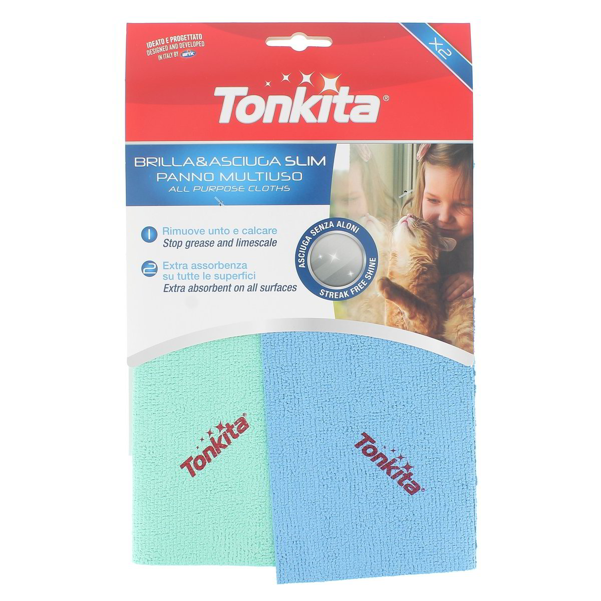 Tonkita Brilla & Asciuga Slim Multiuso Per Tutte Le Superfici 2 pezzi
