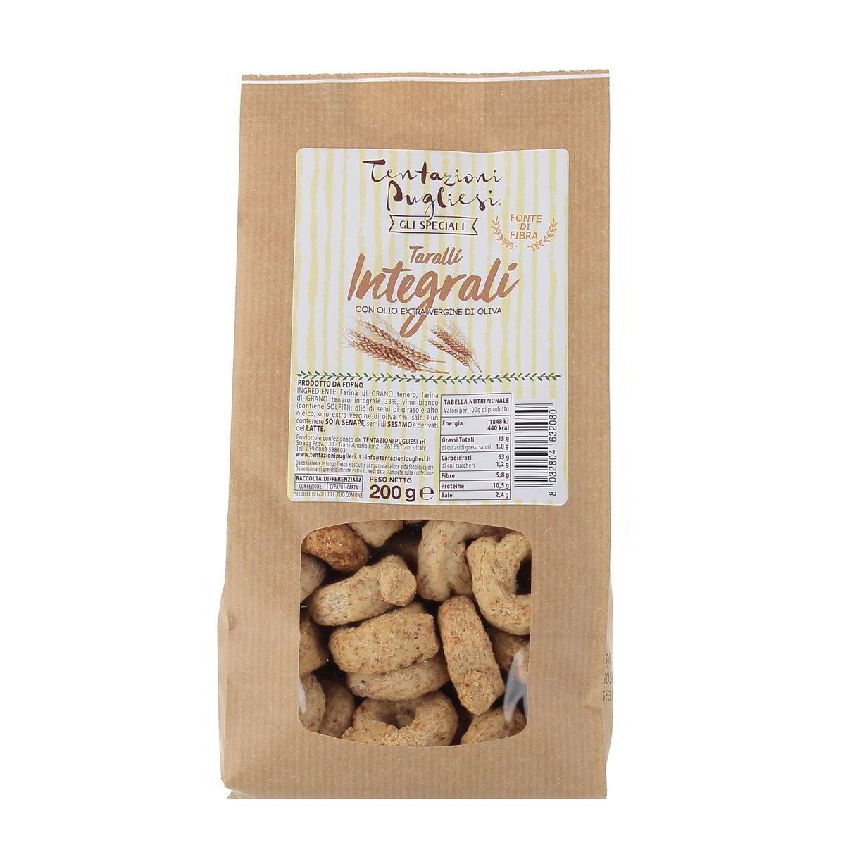 Tentazioni Pugliesi Taralli Integrali Con Olio Extra Vergine Di Oliva 200 g