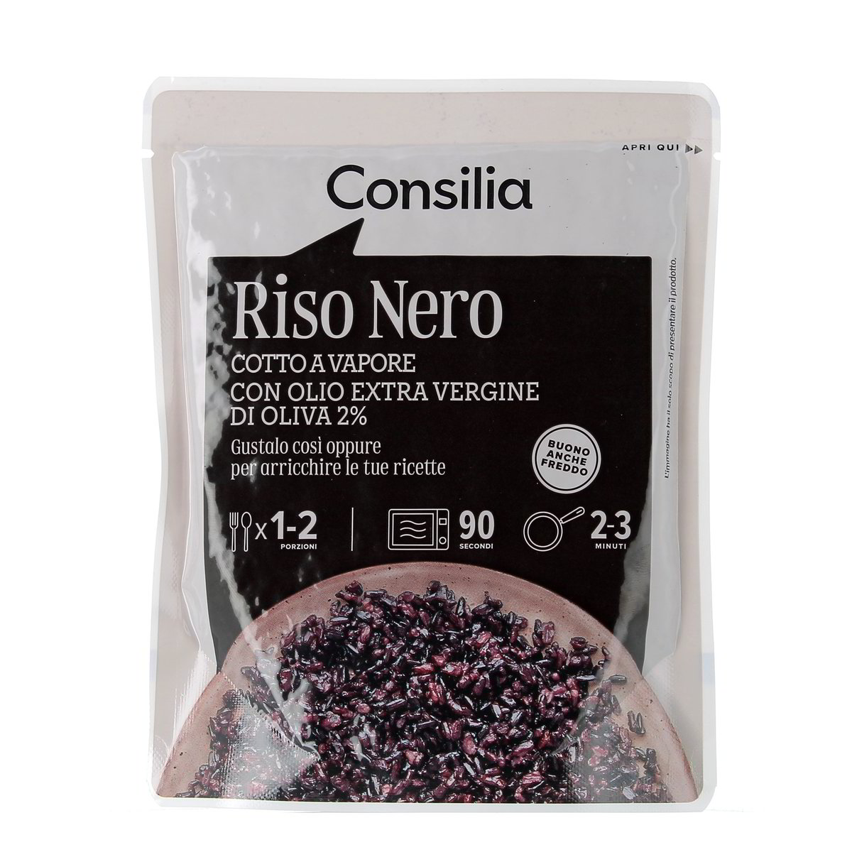 Consilia Riso Nero Cotto A Vapore Con Olio Extra Vergine Di Oliva 2% 250 g