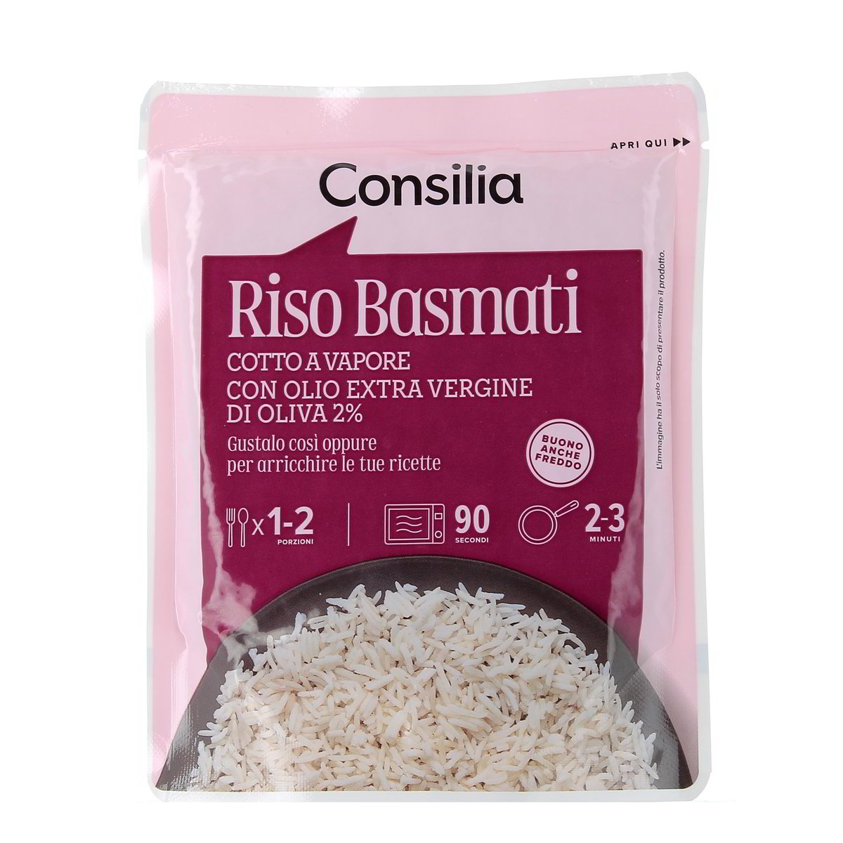 Consilia Riso Basmati Cotto A Vapore Con Olio Extra Vergine Di Oliva 2% 250 g