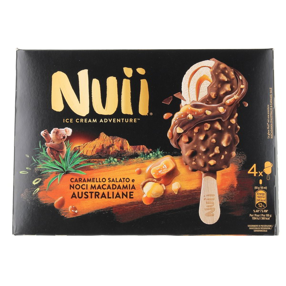 Nuii CARAMELLO SALATO E NOCI MACADAMIA AUSTRALIANE x4 272 g
