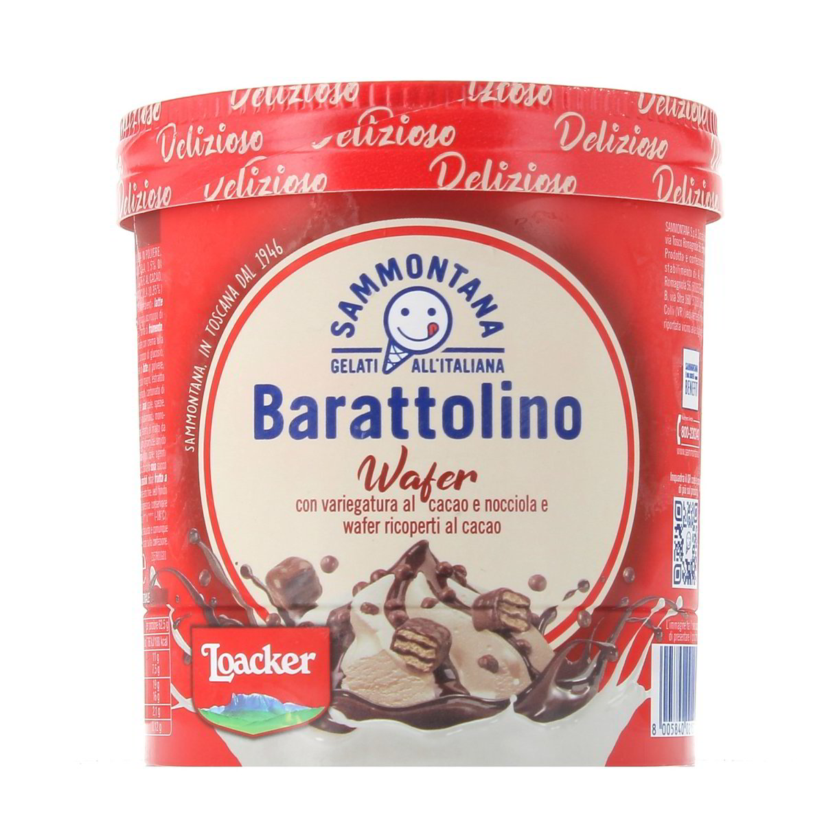 Sammontana Barattolino Wafer Con Variegatura Al Cacao E Nocciola E Wafer Ricoperti Al Cacao 500 g