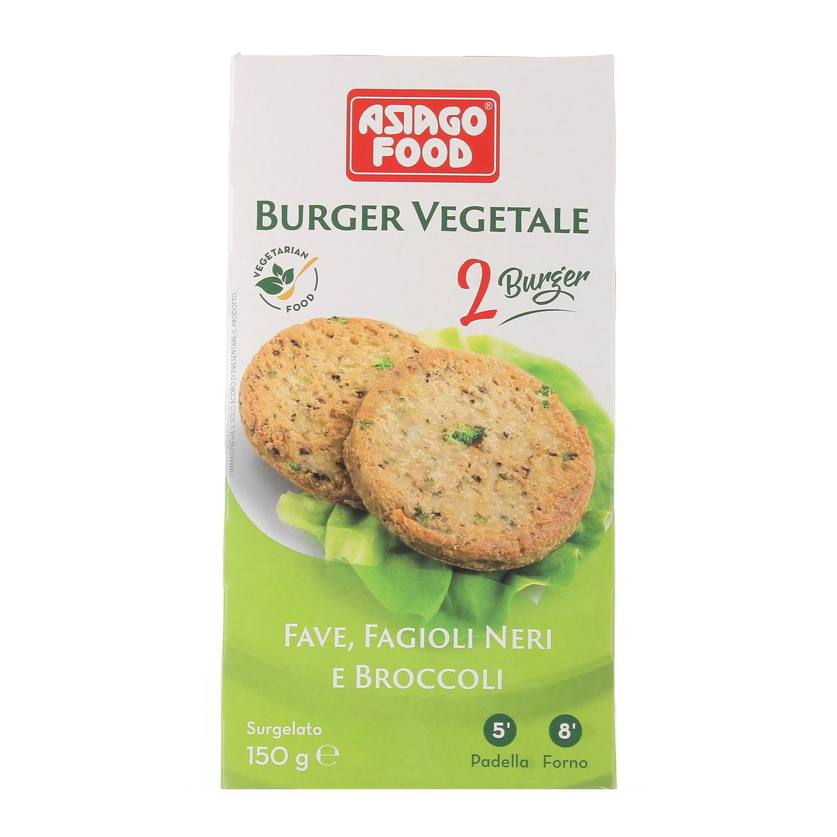 Asiago Food 2 Burger Vegetale Fave Fagioli Neri E Broccoli 150 g