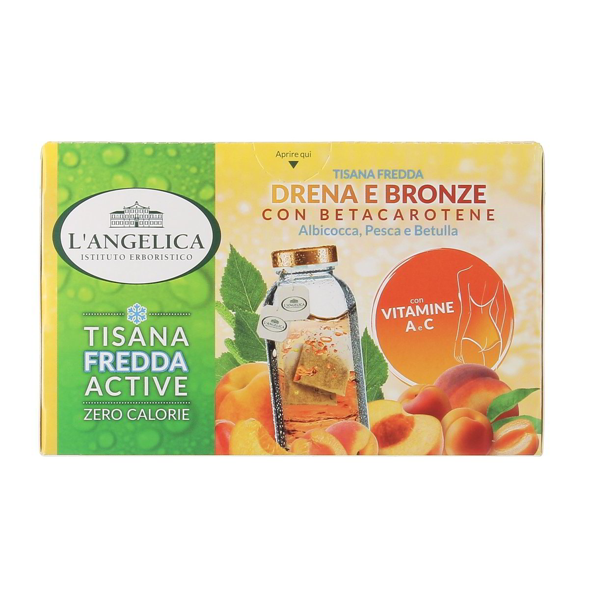 L'Angelica Tisana Fredda Drena E Bronze Con Betacarotene Albicocca Pesca E Betulla 18 Filtri 36 g