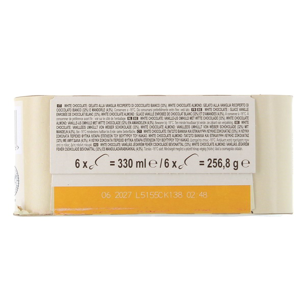 Algida MAGNUM MINI WHITE CHOCOLATE ALMOND GELATO ALLA VANIGLIA RICOPERTO DI CIOCCOLATO BIANCO x6 256,8 g — immagine 3