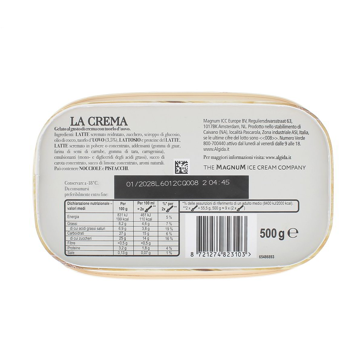 Algida Carte D'or La Crema Con Tuorlo D'uovo 500 g — immagine 3