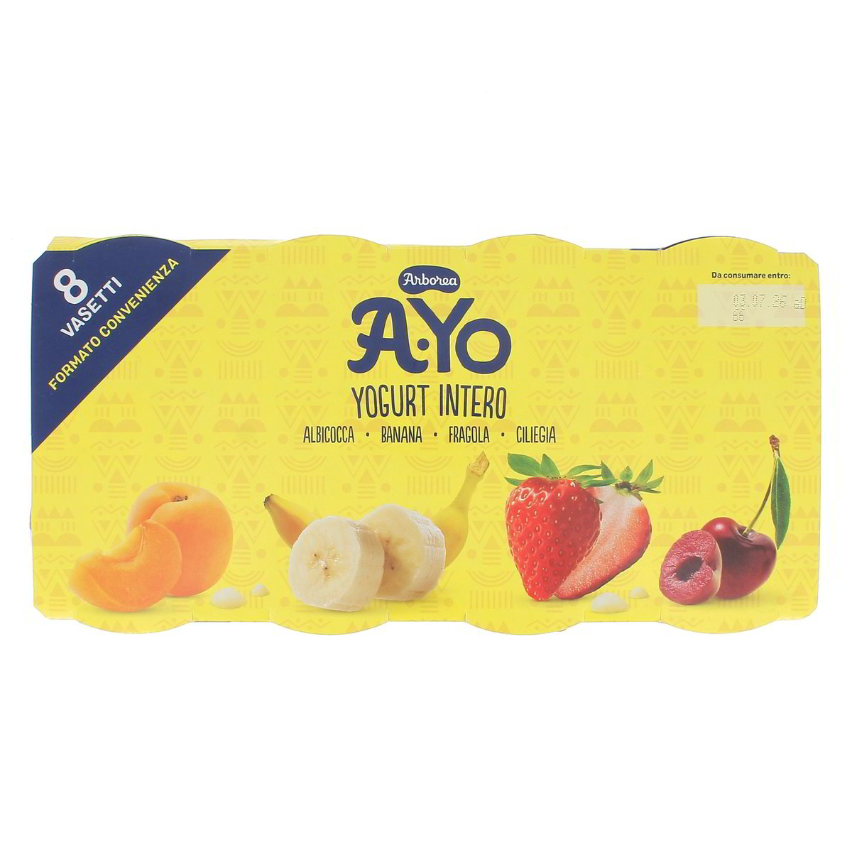 Arborea Ayo Yogurt Intero Albicocca Banana Fragola Ciliegia 8x125 g