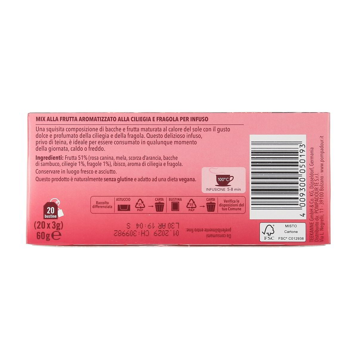 Pompadour Infuso Ciliegia Fragola 20 Filtri 60 g — immagine 3