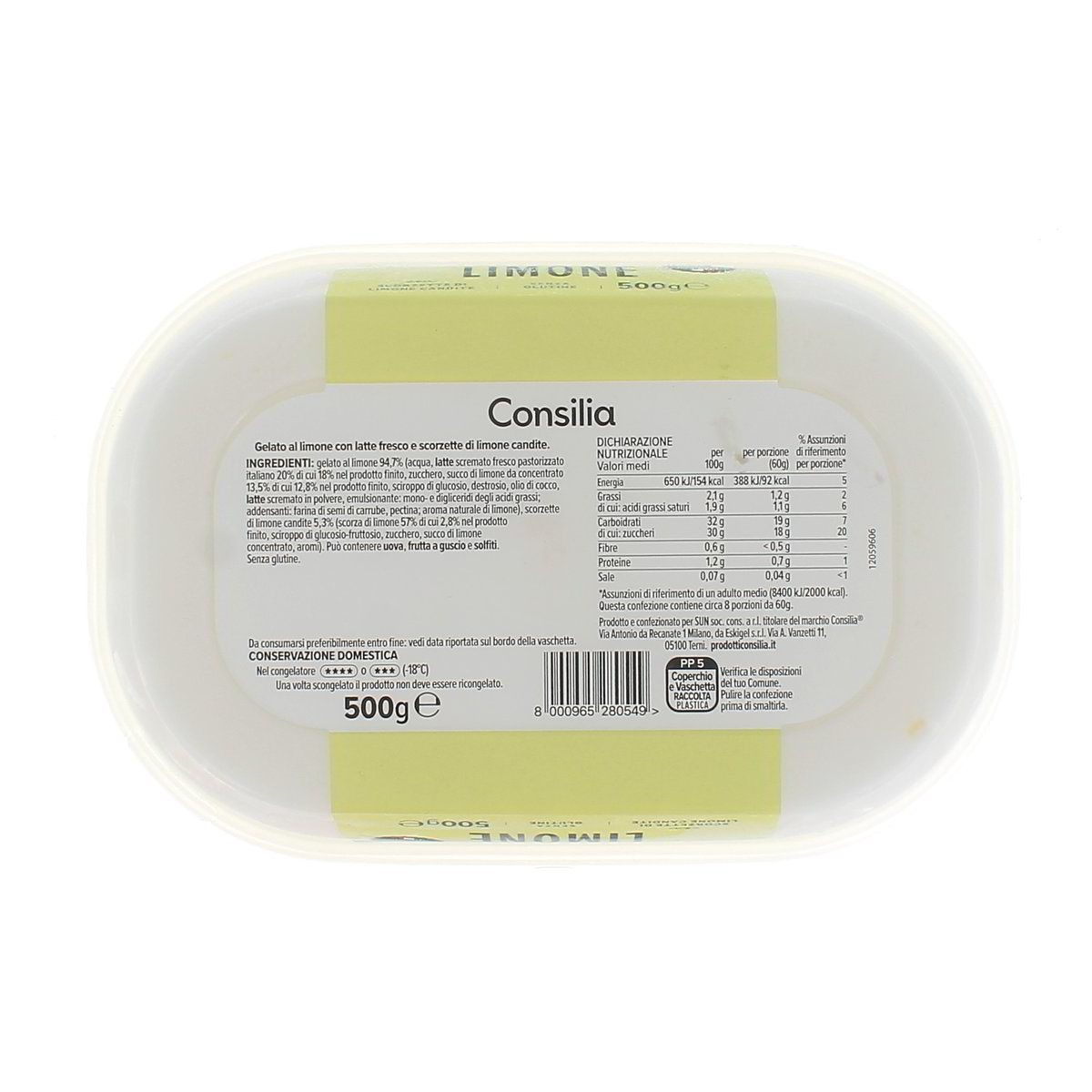 Consilia Gelato Al Limone E Scorze Di Limone 500 g — immagine 3