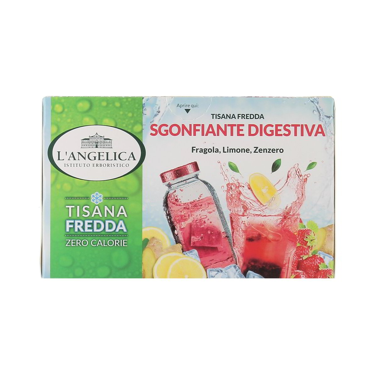 L'Angelica Tisana A Freddo Sgonfiante Digestiva Fragola Limone Zenzero 18 Filtri 39,6 g