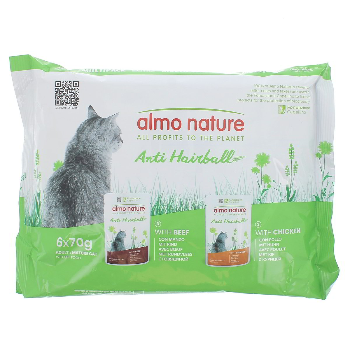 Almo Nature Anti Hairball Con Manzo E Pollo 6x70 g