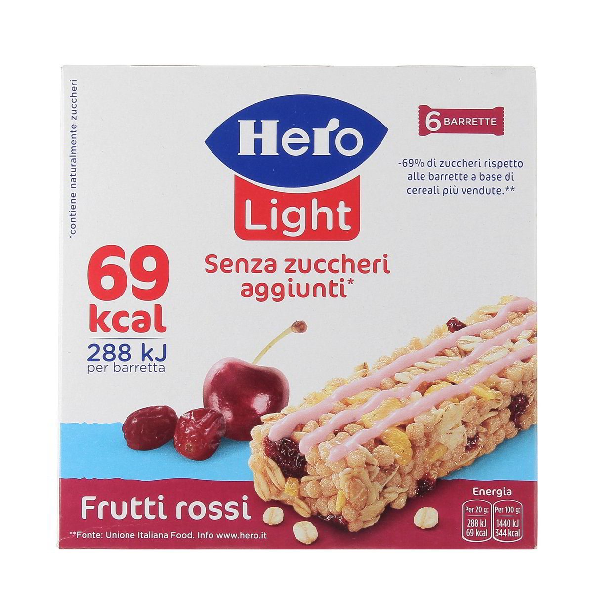 Hero LIGHT BARRETTE SENZA ZUCCHERI AGGIUNTI AI FRUTTI ROSSI x6 120 g