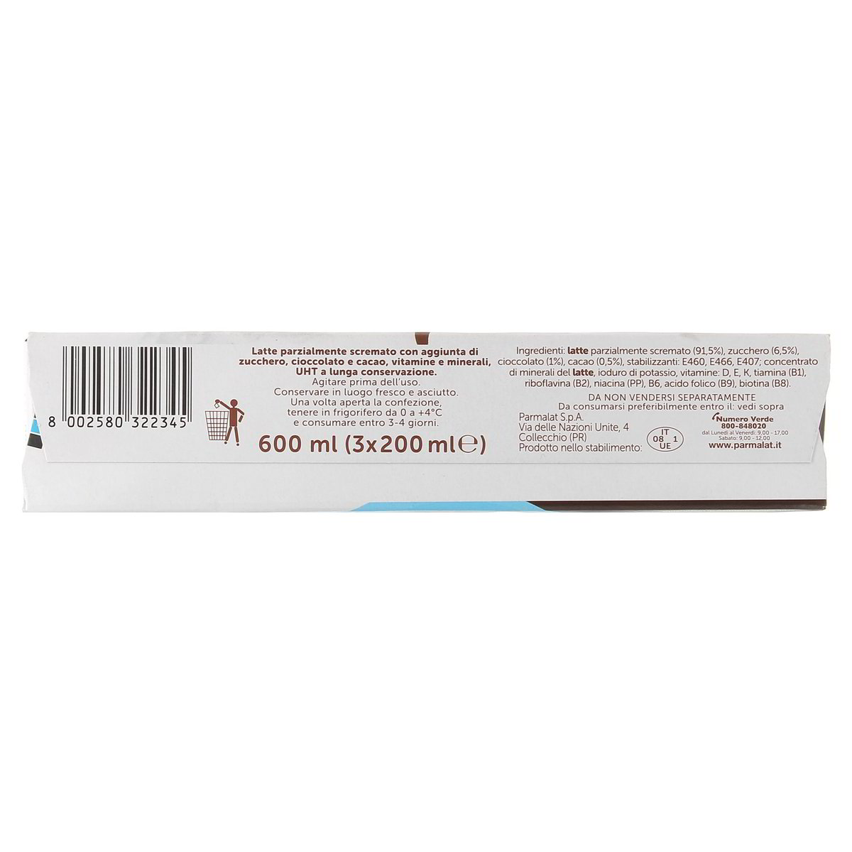 Parmalat Latte Con Cioccolato 3x200 ml — immagine 3