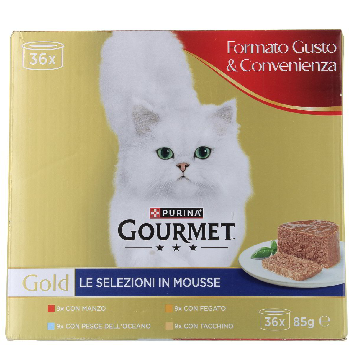 Purina Gourmet Gold Le Selezioni In Mousse Con Manzo Fegato Pesce Dell'oceano E Tacchino 36x85 g