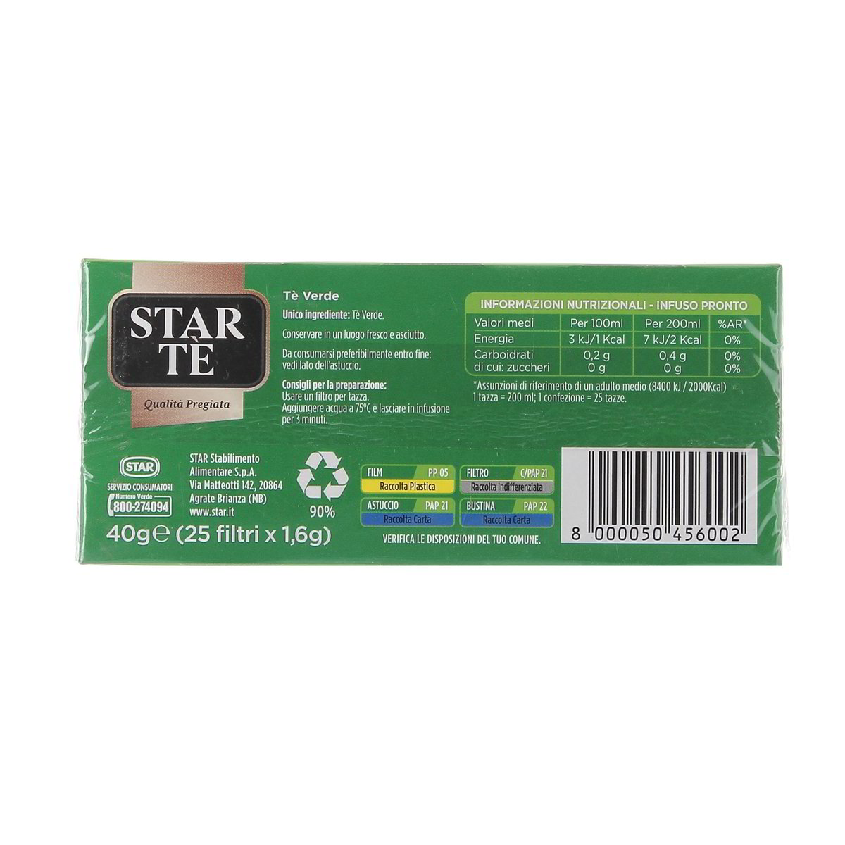 Star TEA Tè Verde 25 Filtri 40 g — immagine 3
