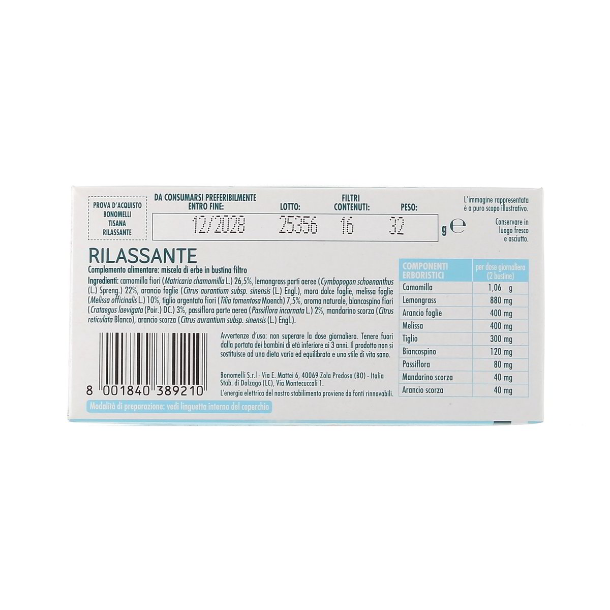 Bonomelli Tisana Rilassante 16 Filtri 32 g — immagine 3