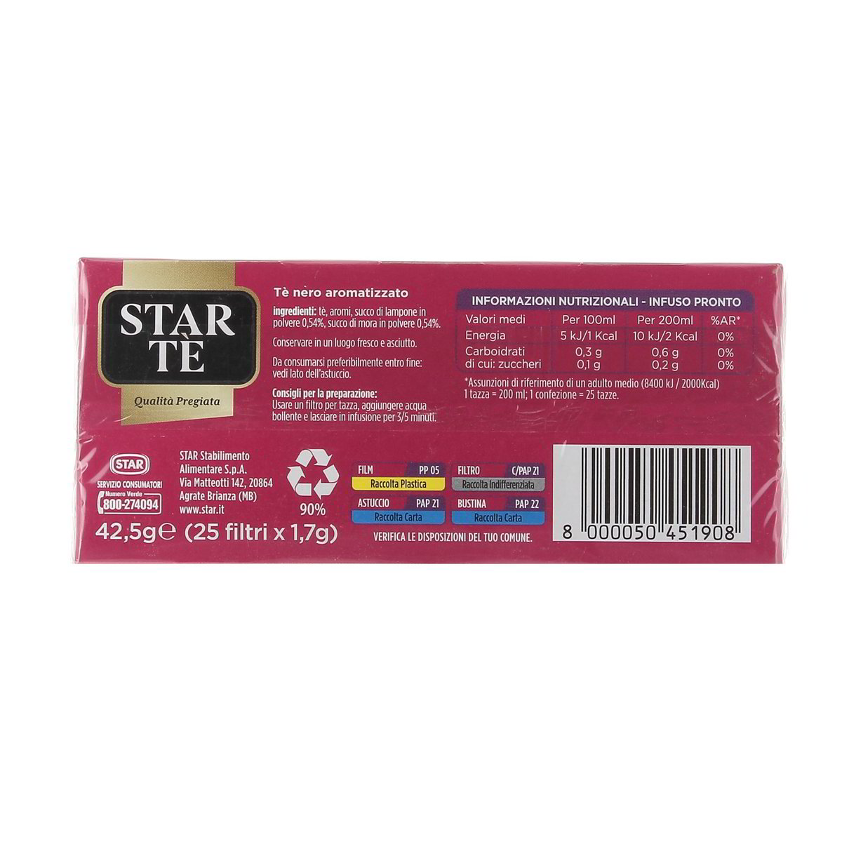 Star TEA Frutti Di Bosco Con Succo Di Frutta 25 Filtri 42,5 g — immagine 3