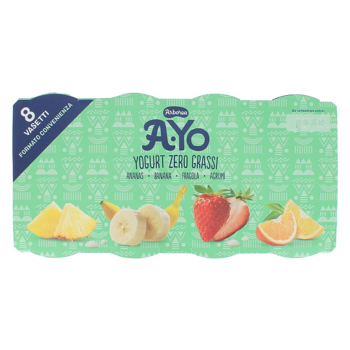 Arborea Yogurt Zero Grassi Ananas Banana Fragola Agrumi 8x125 g