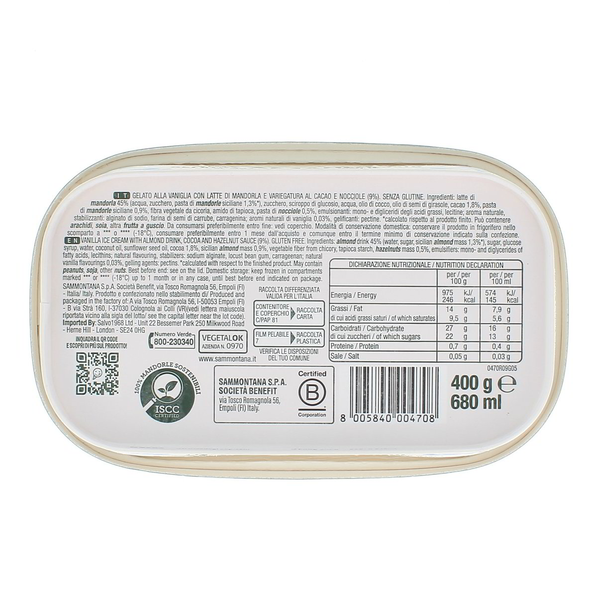 Sammontana Amando Gelato Alla Vaniglia Variegato Al Cacao E Nocciola 400 g — immagine 3