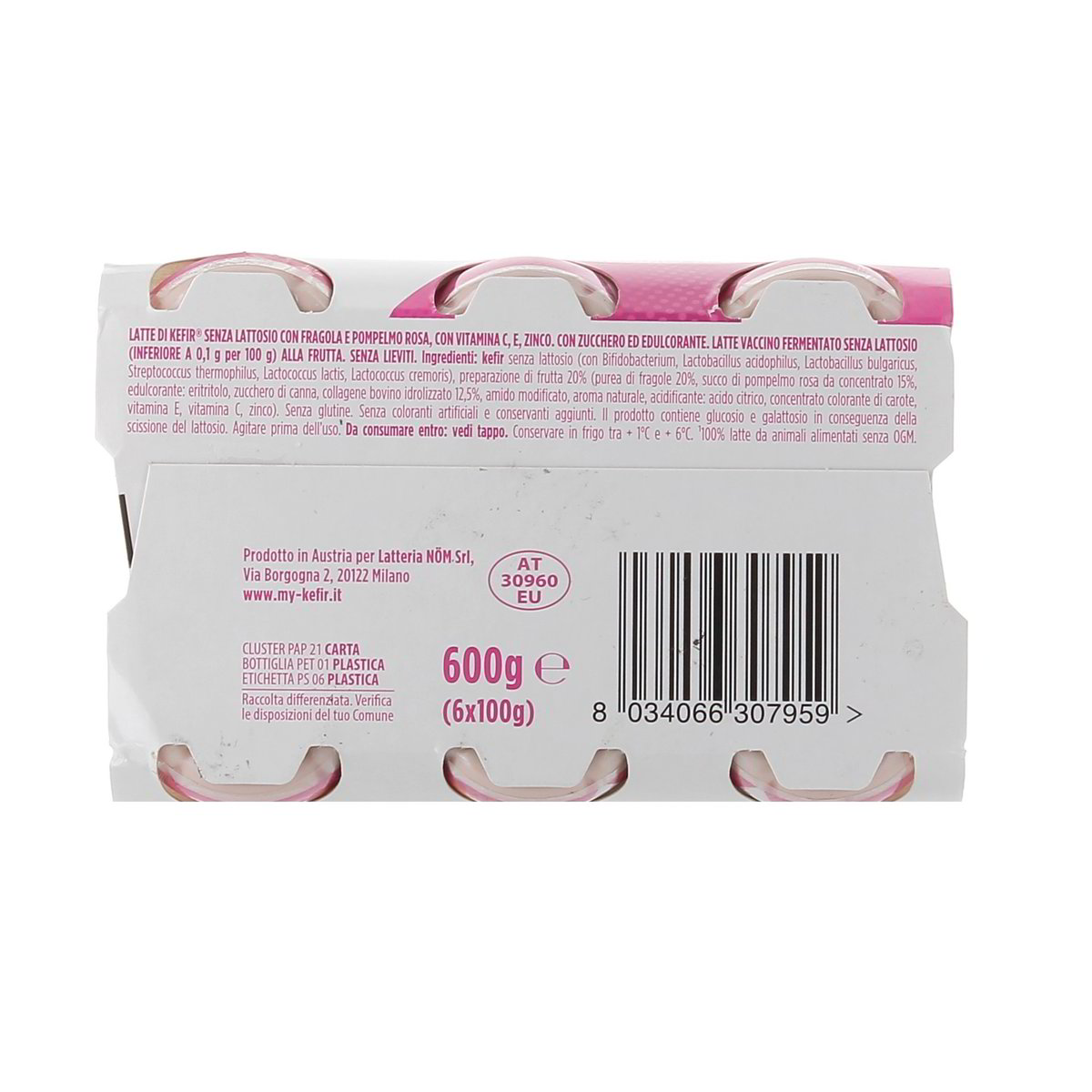 Milk Kefir Plus Con Collagene Fragola E Pompelmo Rosa 6x100 g — immagine 3