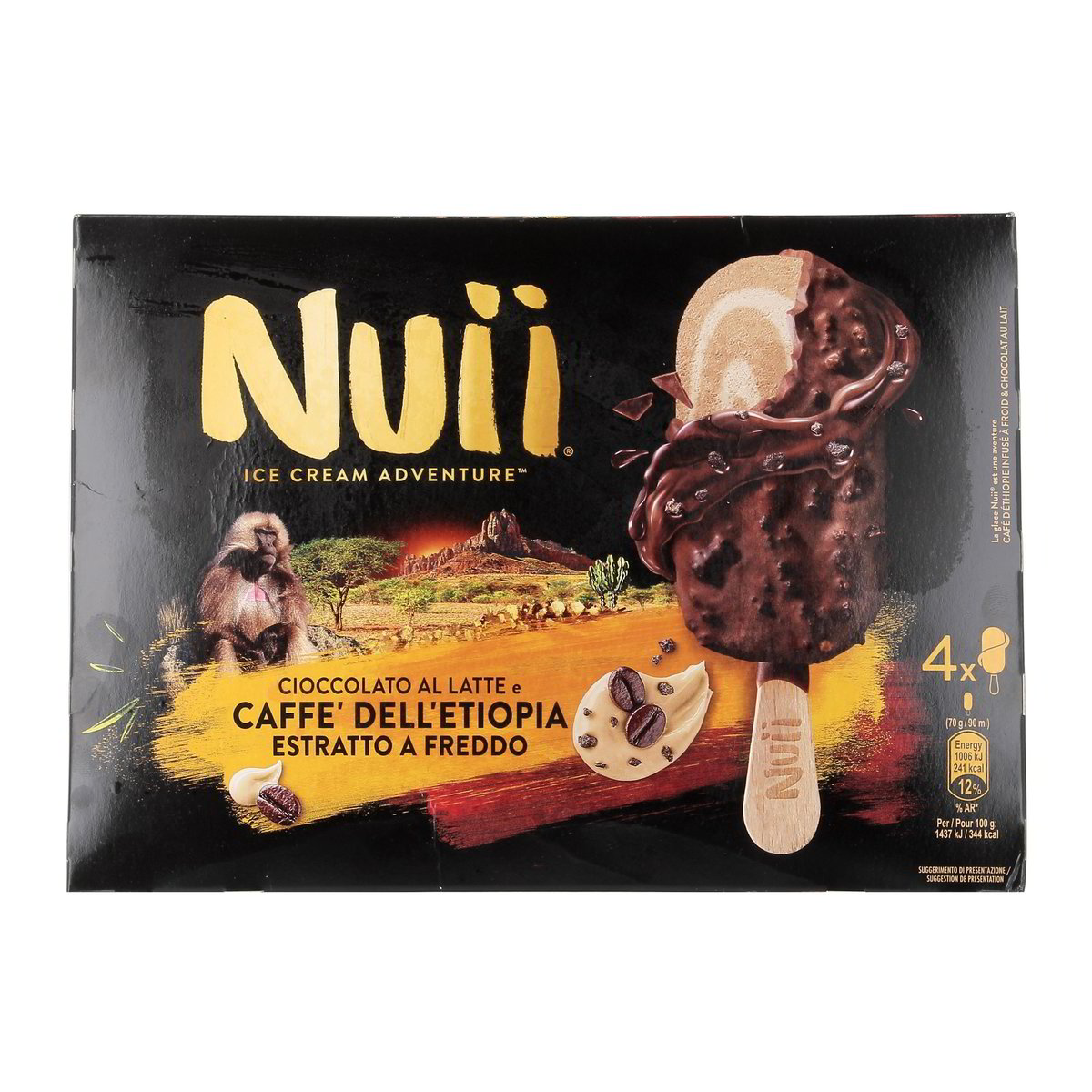 Nuii ICE CREAM ADVENTURE CIOCCOLATO AL LATTE E CAFFÈ DELL'ETIPOIA ESTRATTO A FREDDO x4 280 g